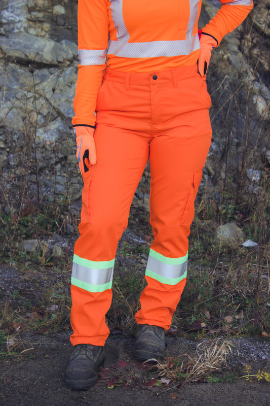 Covergalls Cargo Pant, Safety Orange in Poly Cotton with 4" Triple Stripe