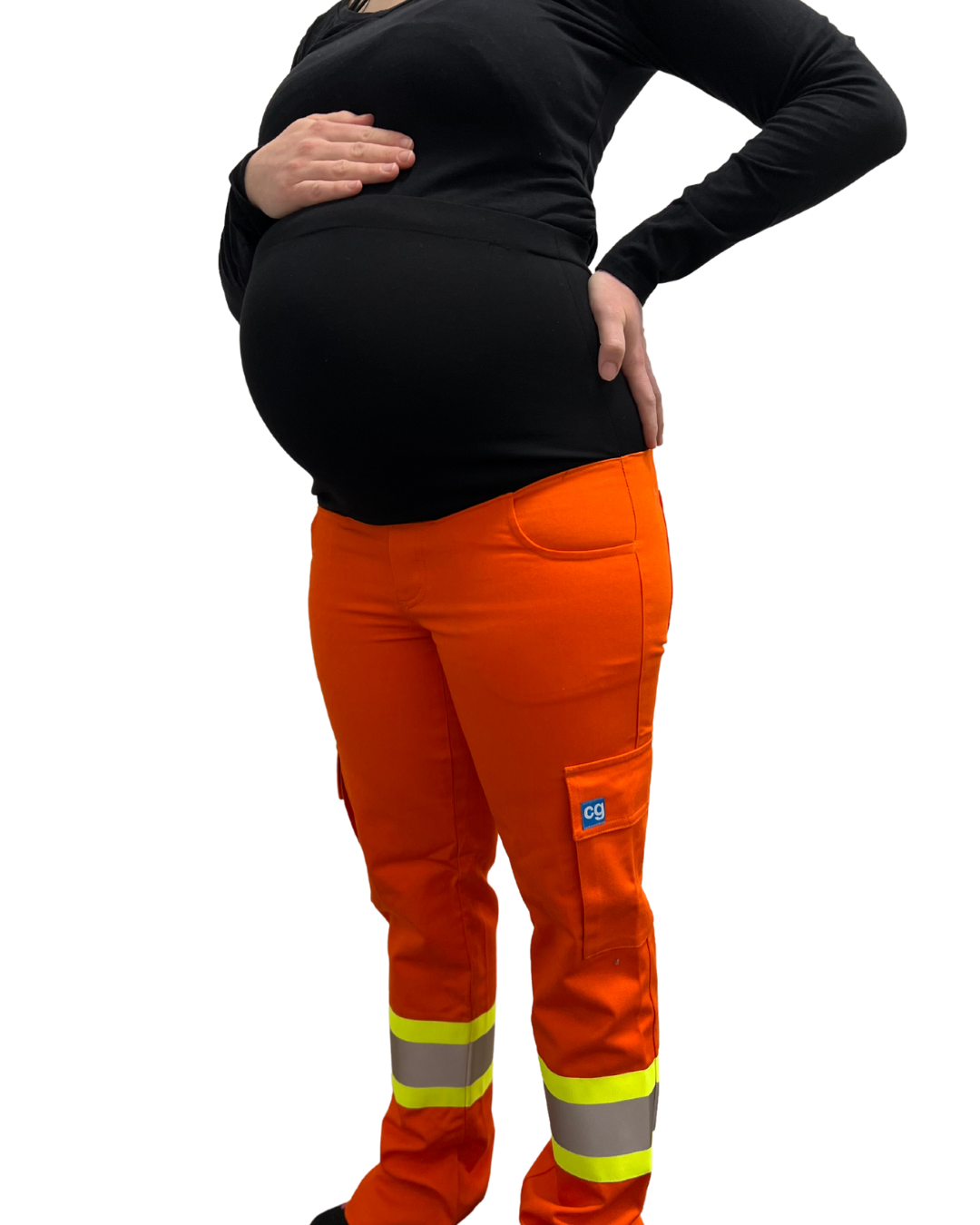 [Maternity] Covergalls Poly Cotton Cargo Pant with 4" Triple Stripe