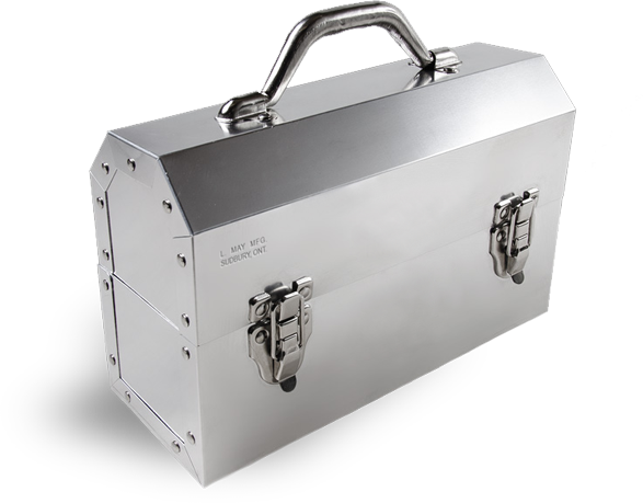 VINTAGE Aluminum Lunch Box L. MAY MFG. Sudbury Ontario Lunchbox