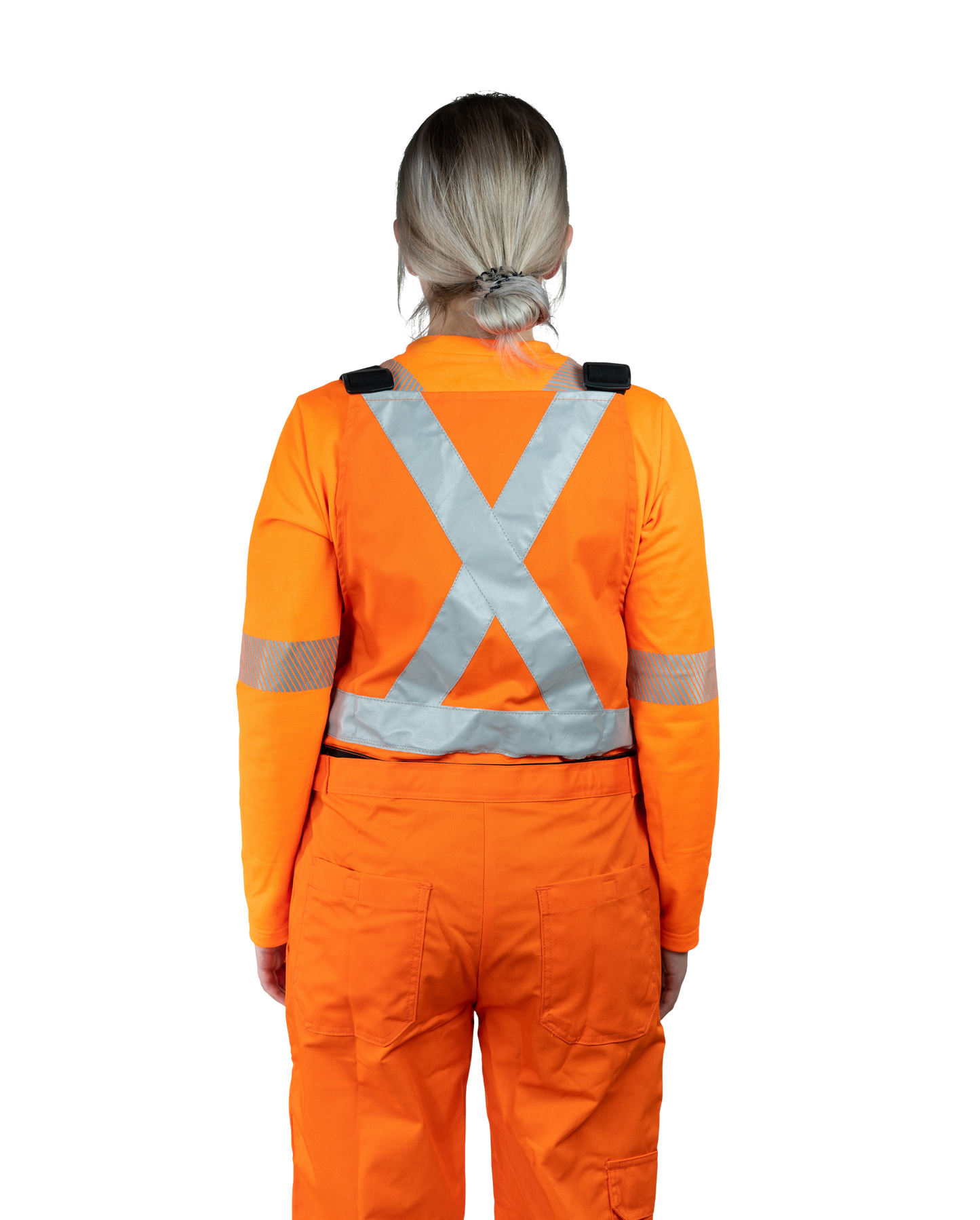 Flame Resistant Bib Covergall with 2" Solid Silver in Safety Orange