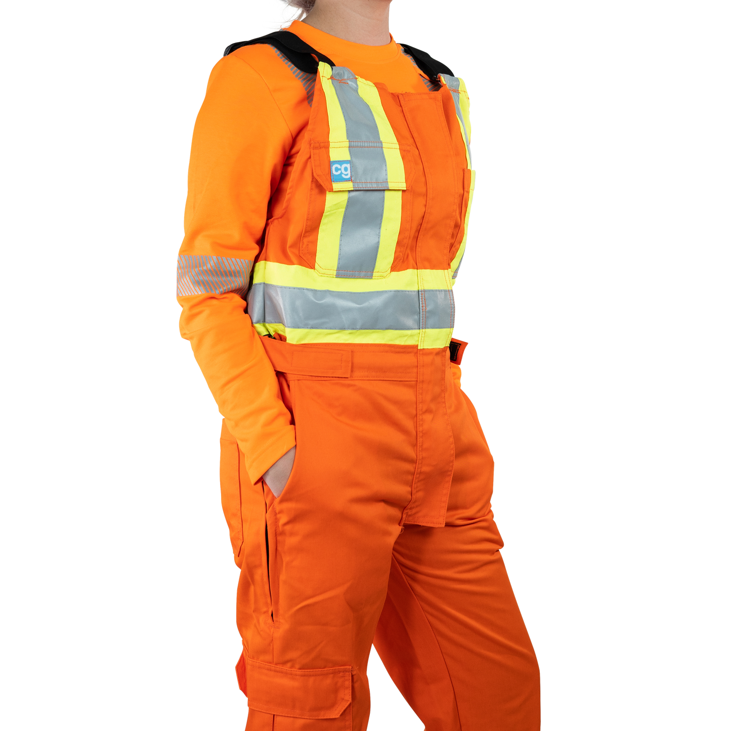 Bib Covergall 4" Triple Stripe - available in Safety Orange or Navy