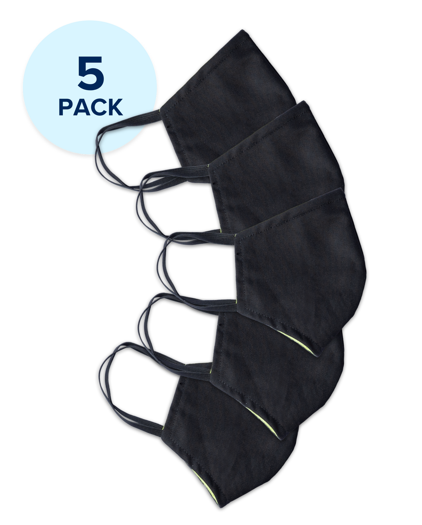 5-Pack Fabric Face Mask, Black [OS]