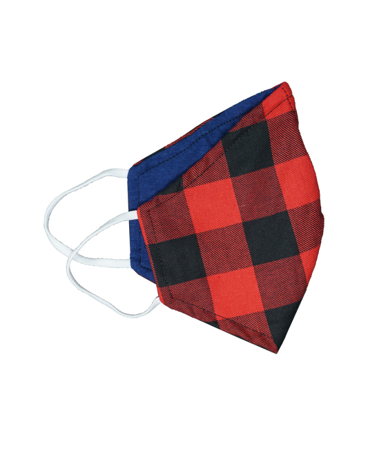 Washable Red Plaid Fabric Face Mask [OS]