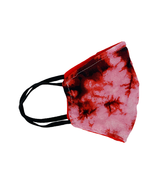 Washable, Dark Pink Tie-Dye Fabric Face Mask [OS]