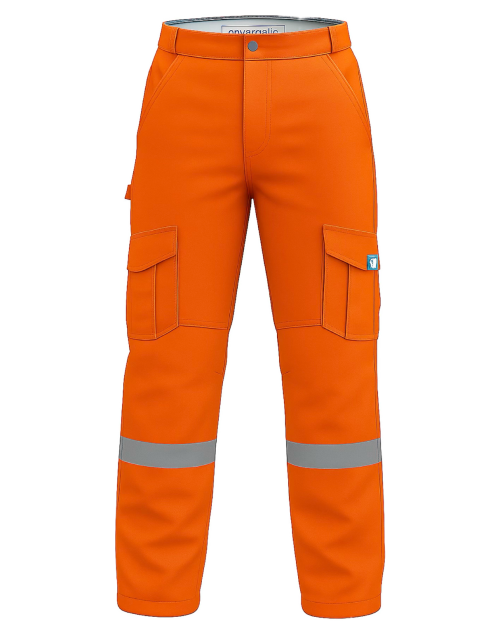 Covergalls Cargo Pant, Safety Orange Flame Resistant R 2" Silver Stripe
