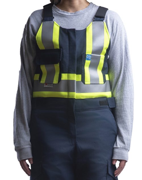 Bib, Navy Blue, Poly Cotton 4" Triple Tape