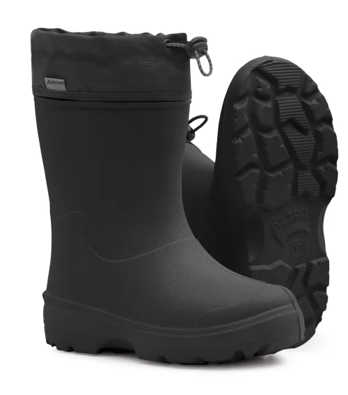 Squishy, Black | EVA Kids Rain Boot, Insulated Removable Liner
