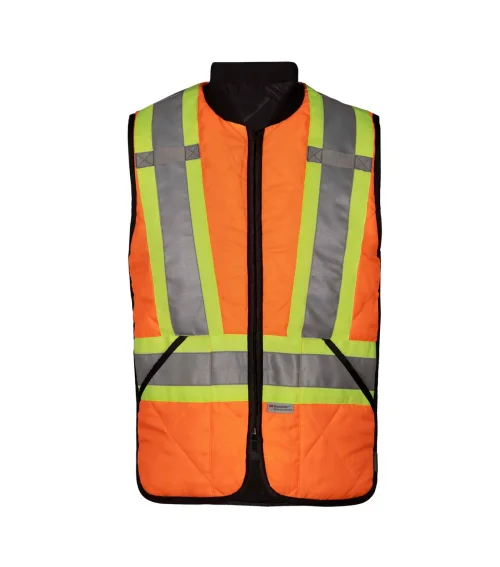 Reversible high-visibility quilted work jacket vest