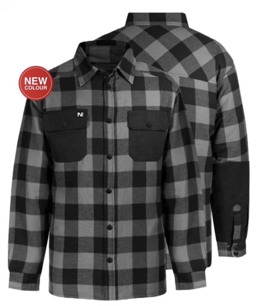 Quilted flannel plaid work shirt